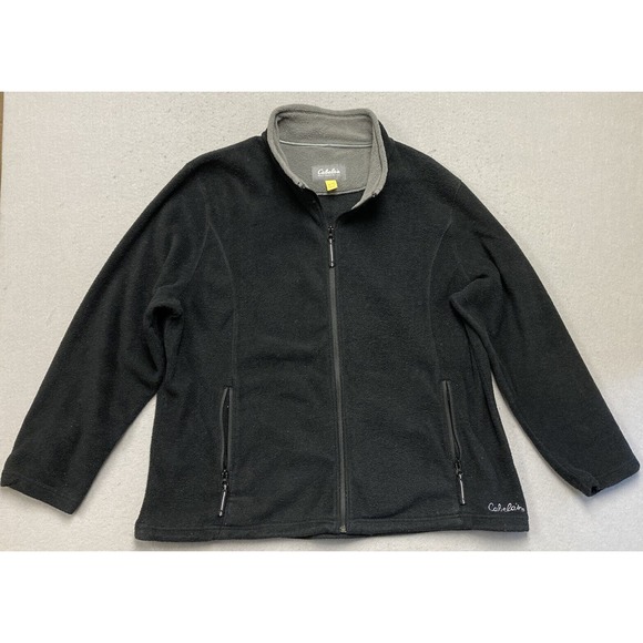 Cabelas Fleece Jacket Mens 2XL Black Full Zip Long Sleeve Outdoors Casual XXL - Picture 1 of 11
